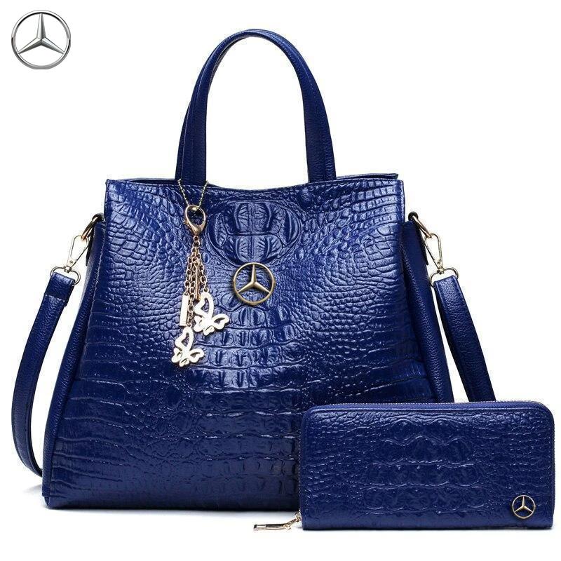 Mercedes Benz Crocodile Leather Bags With Free Wallets - Vascara