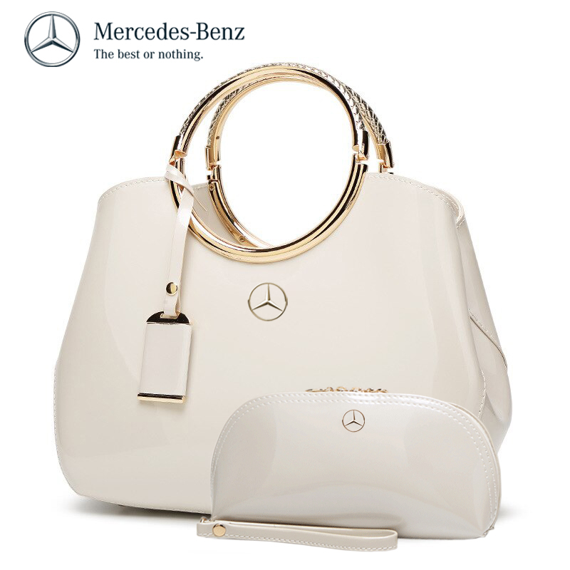 Mercedes-Benz Ladies Shopper Bag Silver Synthetic Leather Best Gift B66953712