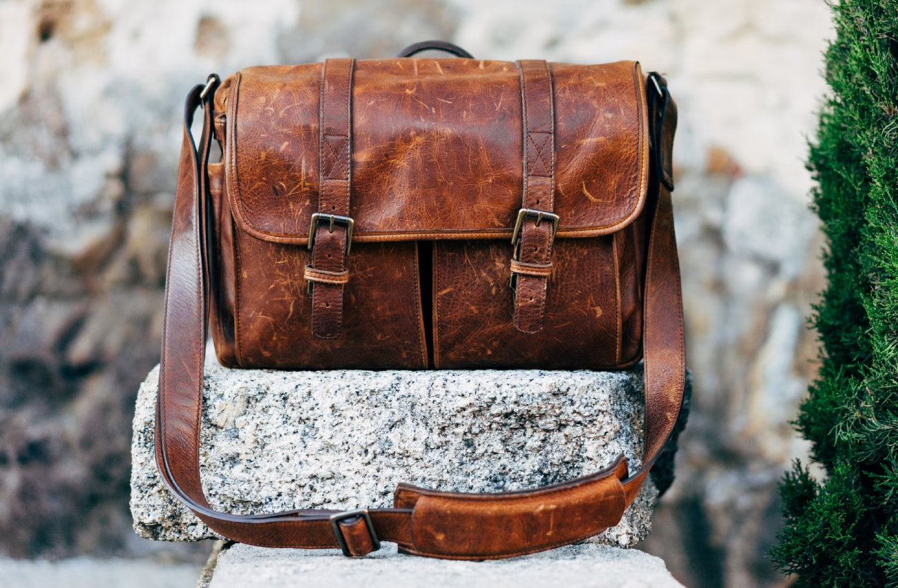 brown leather handbag