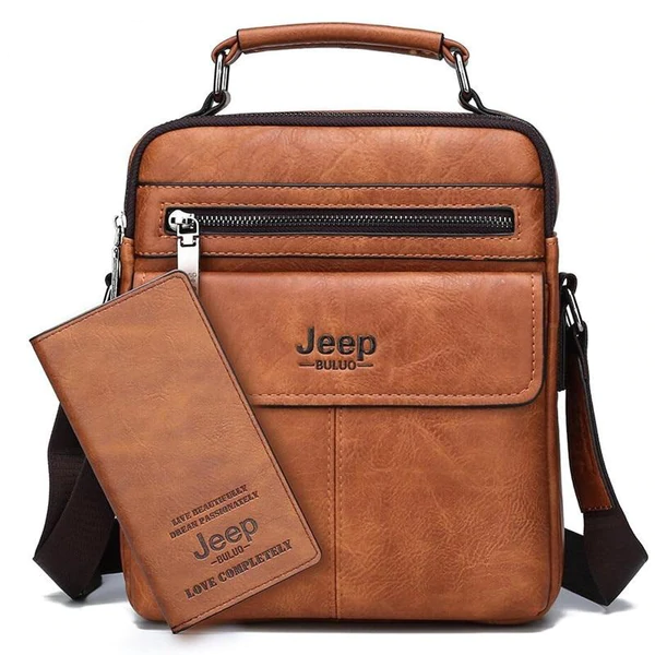 Jeep Messenger Leather Bag With Free Wallet for Men - Vascara