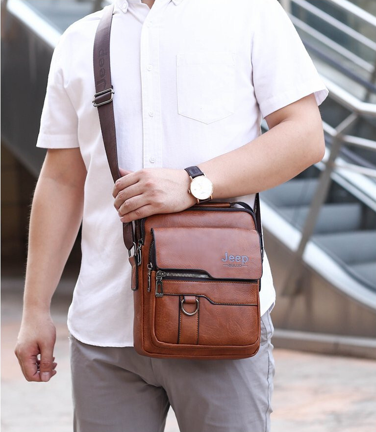 Jeep Messenger Leather Bag With Free Wallet for Men - Vascara