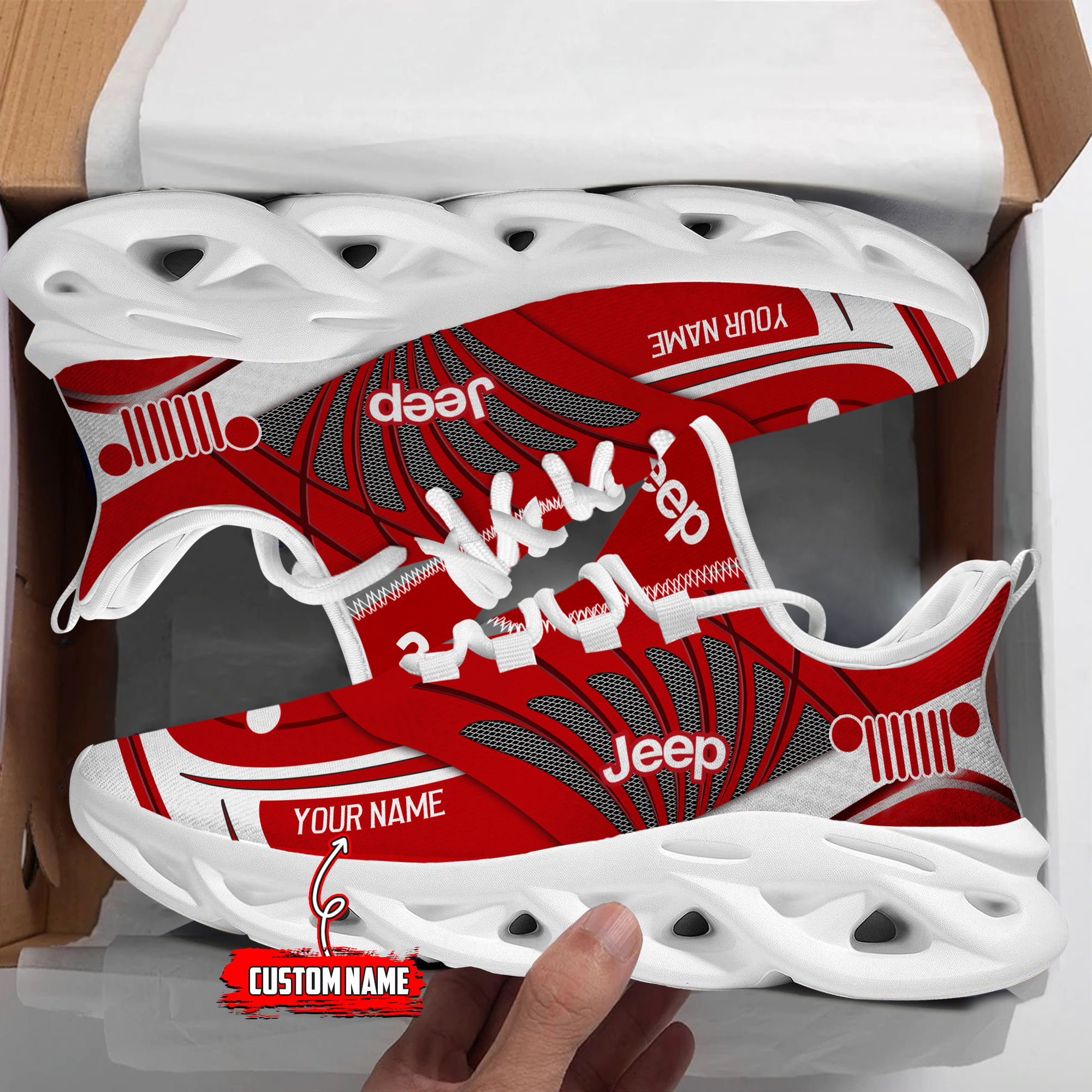 Jeep Red shoes Custom Name