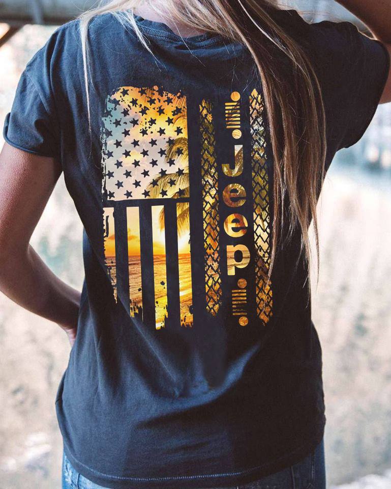 Jeep T shirts Unisex US Flag Beach Black Jeep Shirt Collection