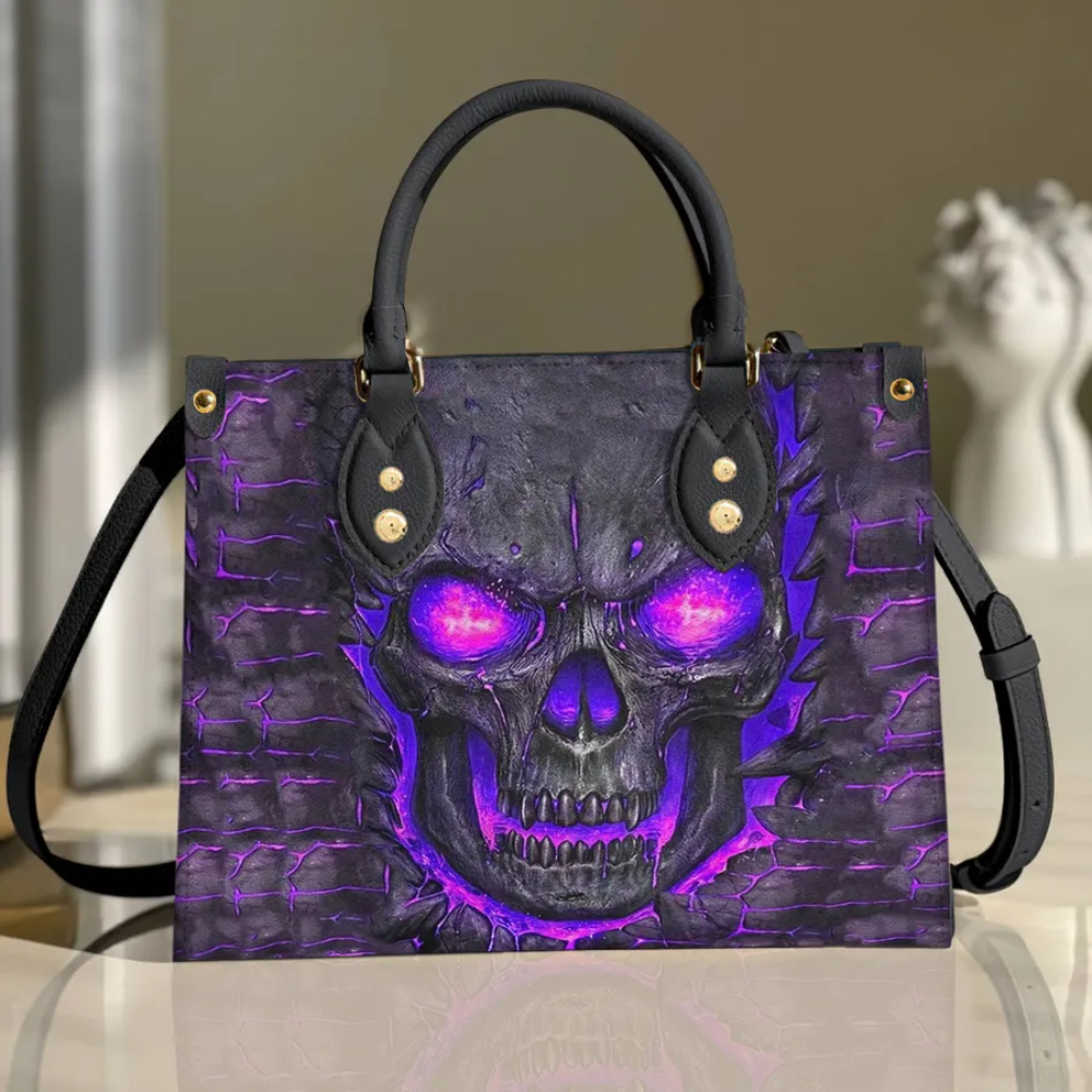 Black Studded Double Skull Satchel Handbag | Fruugo UK