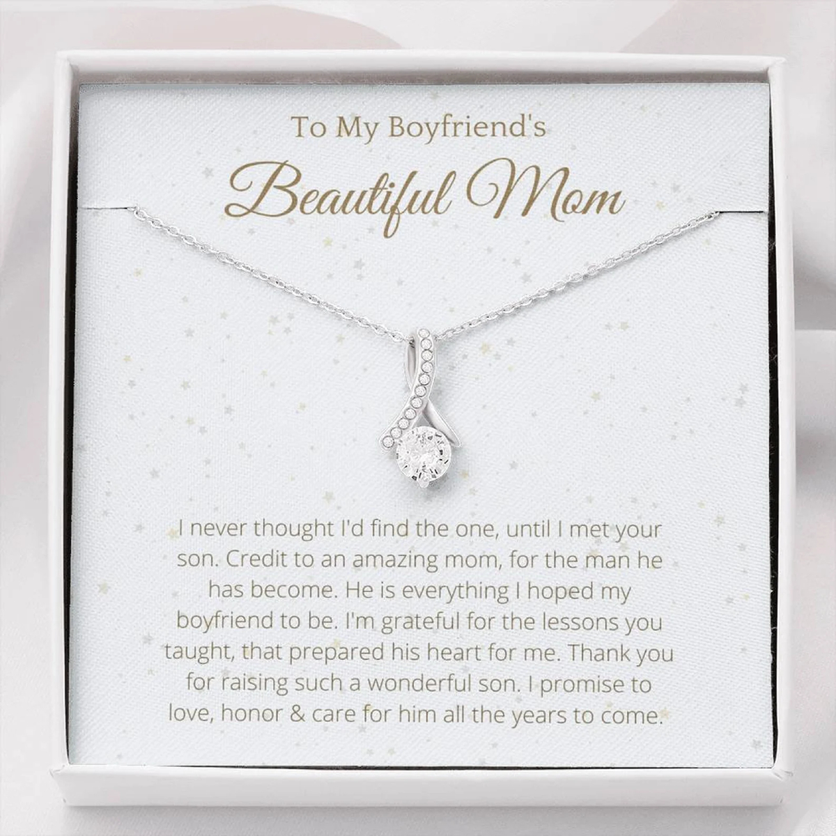 To My Boyfriend's Mom Ribbon Necklace Gift for Boyfriend Mom- Vascara