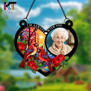 Custom Photo "I'm Always With You" Memorial Suncatcher, Personalized Window Hanging Ornament, Sympathy Gift, Memorial Keepsake for Loved Ones