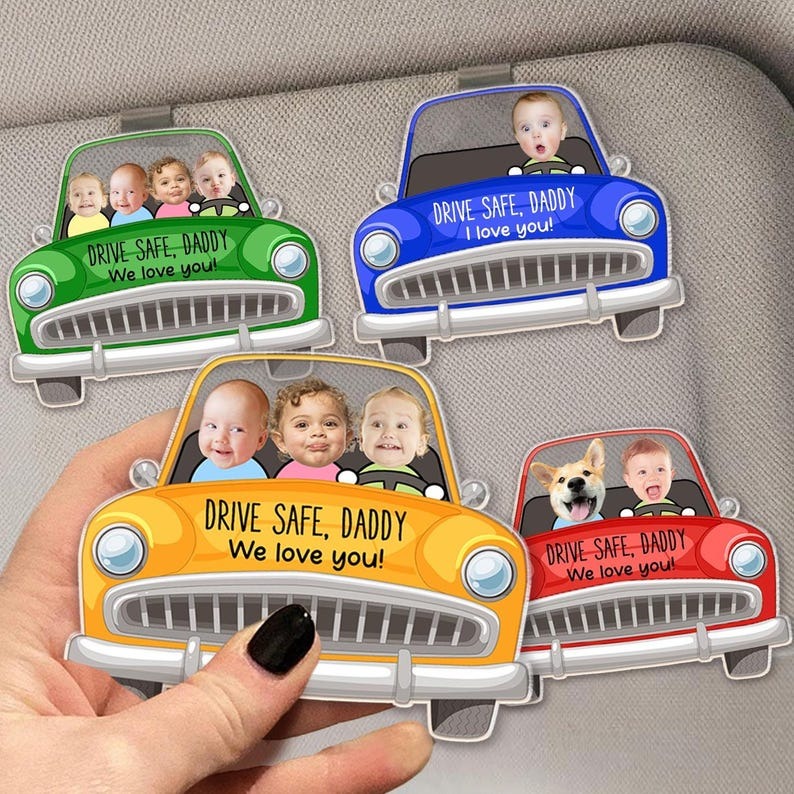 1 car visor clip, photo frame, fathers day gift, gift for dad, grandpa gift, custom photo frame, custom photo gift, dad gifts, sentimental dad gift, gift from daughter, gift from son, fathers day idea, Anniversary Gift