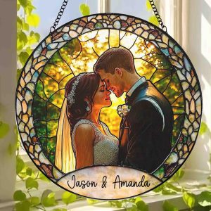 stained glass decor, memorial keepsake, window hangings, suncatcher decor, portrait from photo, wedding anniversary, engagement gifts, photo keepsake, Wedding suncatcher, gift for parents, anniversary gift, Couple gift, valentines day gift