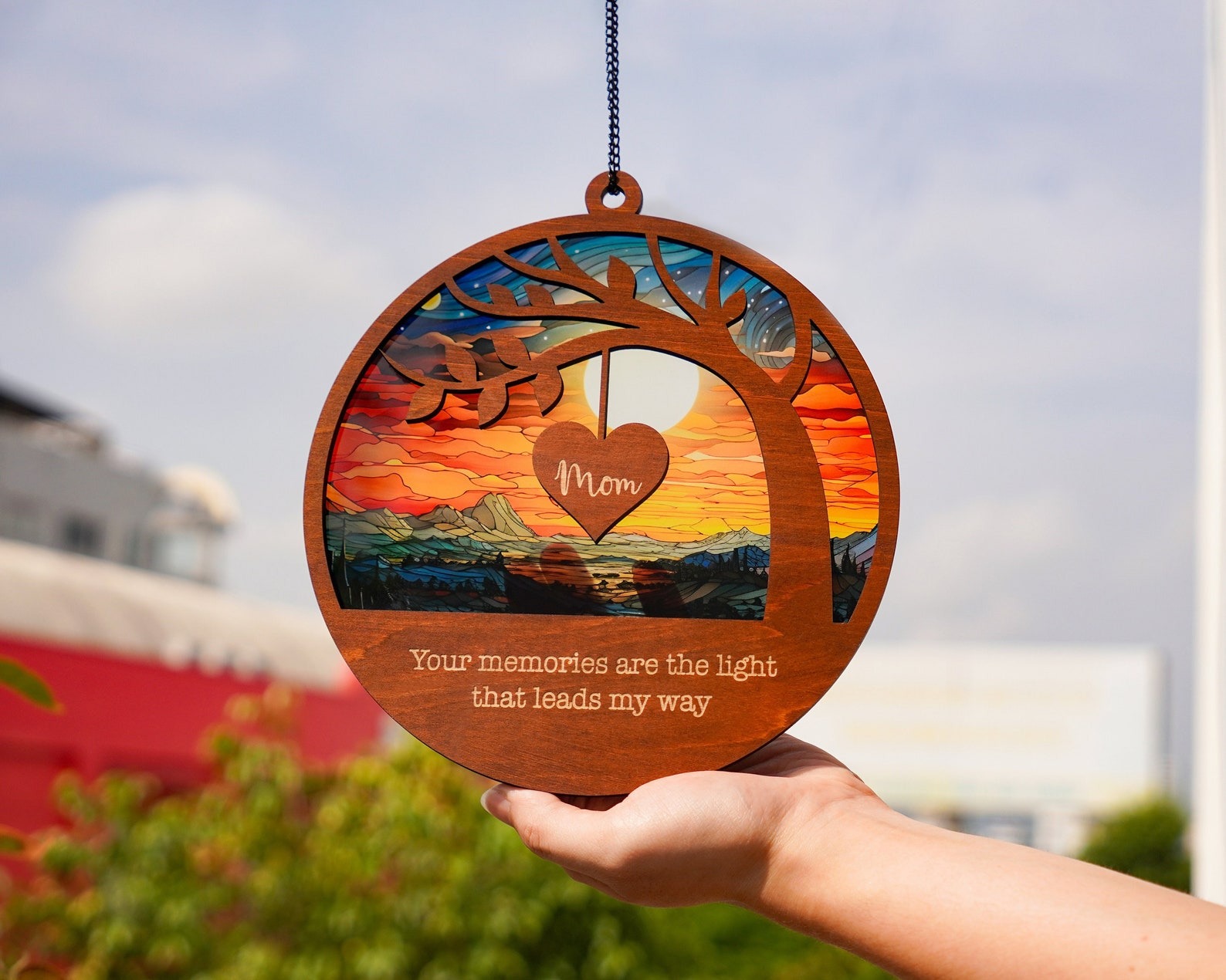 11 Memorial Suncatcher, Sympathy Gift, Loss Of Dad, Sympathy Gift, Memorial Suncatcher, Father in Heaven, Memorial Gift Personalized 1 Title