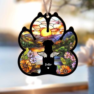 Personalized Dog Loss Sympathy Gift, Custom Dog Memorial Suncatcher, Pet Memorial Gift, Loss of Dog Gift, Dog Remembrance Gift image 1