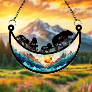 Custom Mama Bear Suncatcher, Custom Bear Family Suncatcher, Gift For Mom, Bear Gifts, Mothers Day Gift, Mom Birthday Gift, Window Hanging image 1