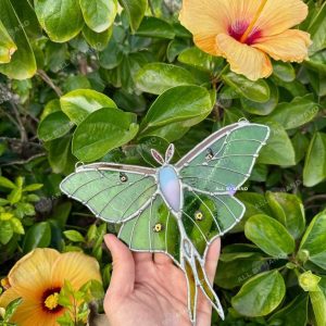Luna Moth Suncatcher Luna Moth Butterfly Stained Glass Window Hanging Butterfly Lover Gift Christmas Gift Christmas Ornament Gift For Mom image 1