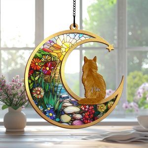 Loss of Pet Sympathy Gift| Pet Memorial Suncatcher| Pet Remembrance Gift| Handmade Custom Name Cat Decor, Cat Memorial Gift, Cat Loss Gift image 1