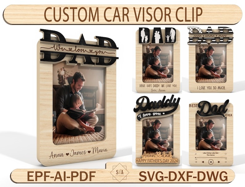 6 car visor clip, photo frame, fathers day gift, gift for dad, grandpa gift, custom photo frame, custom photo gift, dad gifts, sentimental dad gift, gift from daughter, gift from son, fathers day idea, Anniversary Gift