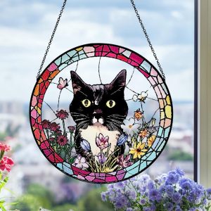 Custom Pet Portrait Stained Glass Suncatcher, Personalized Pet Suncatcher, Pet Keepsake Glass Suncatcher, Memorial Gift for Dog or Cat Lover image 1